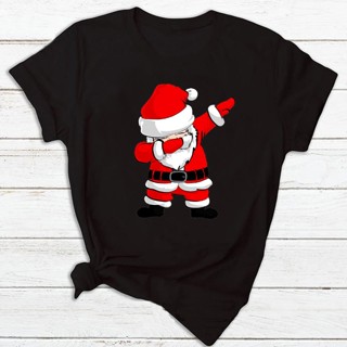 Funny Cartoon Santa Claus T Shirt Women Merry Christmas Holiday Tshirts Fashion Short Sleeve Tops Teeเสื้อยืดผู้หญิง