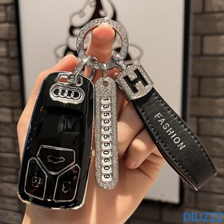 เคสกุญแจรถยนต์ TPU ประดับโบว์ พร้อมพวงกุญแจ สําหรับ Audi A6 A1 A3 A7 A5 Sportback A6 C7 C5 A4 B9 R8 Tt Mk2 C6 A3 8p Q7 S7 Q8 A8L RS 3 S4 S6