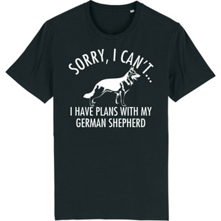 Sorry I Cant Hae Plans With My German Shepherd Alsatian Dog Owner NPgjga51BNmdhd74 Printed Cotton T-Shirt_02