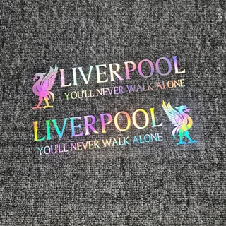 สติกเกอร์สะท้อนแสง ลาย Liverpool YNWA Football You Will Never Walk Alone สําหรับติดตกแต่งประตูรถยนต์ กันชนหน้า รถจักรยานยนต์ จํานวน 2 ชิ้น