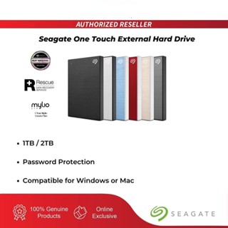 Seagate One Touch พร้อมรหัสผ่าน 1TB 2TB ฮาร์ดดิสก์ภายนอก แบบพกพา รองรับ Windows /MAC-OS