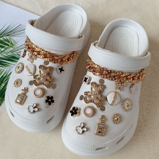 กระดุม รูปหมีสีทอง สําหรับตกแต่งรองเท้า Crocs Jibbitz DIY