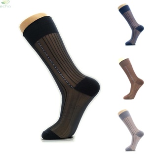 【ECHO】Knee High Mens Socks 1 Pair Breathable Business Casual Nylon Spandex【Echo-baby】