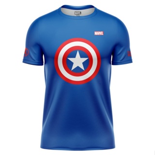 Thairun(ไทยรัน) เสื้อวิ่ง เสื้อกีฬา MARVEL Captain America Blue ลิขสิทธิ์แท้