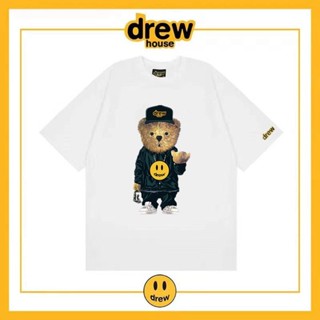 เสื้อยืดแขนสั้นลําลอง ผ้าฝ้าย ทรงหลวม พิมพ์ลาย Drews smiley bear แฟชั่นฤดูร้อน สไตล์อเมริกัน สําหรับคู่รัก_01