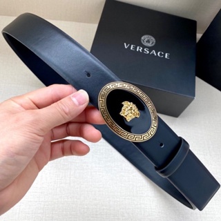 Versace เข็มขัดหนัง 100% 4.0 ซม. พร้อมกล่อง สําหรับผู้ชาย