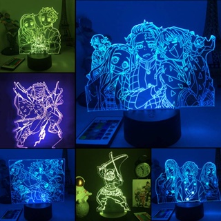โคมไฟกลางคืน LED รูปการ์ตูนอนิเมะ Demon Slayer Giyuu Inosuke Zenitsu ชาร์จ USB สําหรับตกแต่งบ้าน ห้องนอน