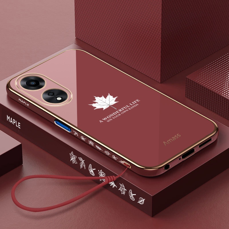 เคสป้องกันโทรศัพท์มือถือ-แบบนิ่ม-ลายใบเมเปิ้ล-มีสายคล้อง-สําหรับ-oppo-reno8-t-reno7-z-pro-a78-a17k-a17-5g-4g-reno-8-8t-8z-8pro-7-7z