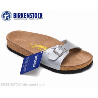 【Original】Birkenstock Madrid mens/womens classic cork silver snake print slippers 34-44