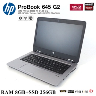 สินค้า โน๊ตบุ๊ค Notebook HP CPU AMD A8 / RAM 8 GB / SSD 256GB / จอ14นิ้ว /การ์ดจอ AMD Radeon R6 /กล้องหน้า ฟรีกระเป๋า+เม้า