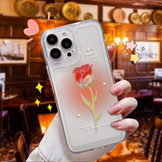 เคสโทรศัพท์มือถือแบบใส กันกระแทก ลายดอกกุหลาบ สําหรับ iPhone 11 12 13 xr xs 14promax