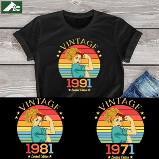 Vintage 1991 Limited Edition T Shirt Women Birthday Gift Graphic Tees Vintage Cotton Tshirt Top_03