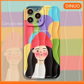 Dinuo เคสโทรศัพท์มือถือ กันกระแทก ลายการ์ตูนเด็กผู้หญิง เรขาคณิต หลากสี สําหรับ Apple Iphone 13pro max 14pro 11 12