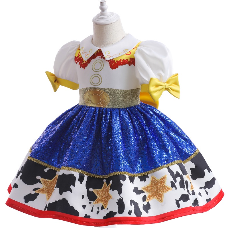 ชุดเดรสกระโปรงคอสเพลย์-toy-story-สีตัดกัน-สําหรับเด็กผู้หญิง
