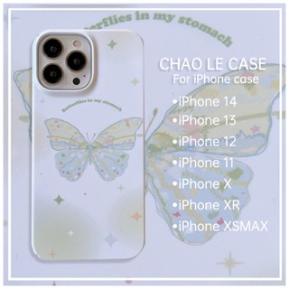 เคส iPhone กันกระแทกสำหรับ iPhone 14 Pro 13 Pro Max เคสแข็ง iPhone 12 Pro 11 การ์ตูนน่ารักผีเสื้อพิมพ์เคสโทรศัพท์