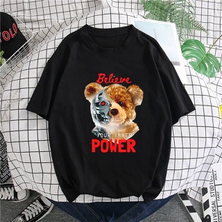 BAJU MANTAP believe teddy bear power T-shirt 2XL 3XL LELAKI PEREMPUAN STREETWEAR/WOMEN MEN/KAIN COTTON /OOTD/BAJU W_02