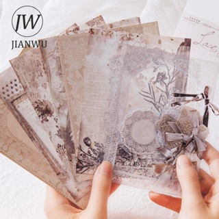 Jianwu กระดาษลูกไม้ หลายวัสดุ สําหรับตกแต่งสมุดภาพ 30 แผ่น