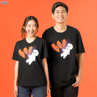 Universal Studios Men Casper The Friendly Ghost Boo! Flock Print T-Shirt - เสื้อผู้ชายยูนิเวอร์แซล สตูดิโอ พิมพ์กำมะหยี่