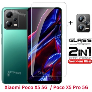 2 in 1 ฟิล์มกระจกนิรภัยกันรอยหน้าจอ และเลนส์กล้อง แบบเต็มจอ สําหรับ Xiaomi Poco X5 X5Pro 5G Flim X5 X5Pro PocoX5 Pro PocoX5Pro 5G