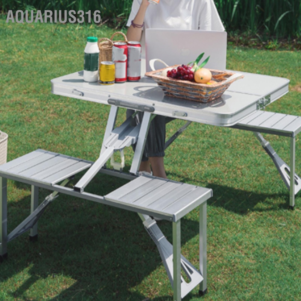 aquarius316-โต๊ะปิคนิคพับได้แบบพกพา-4-ที่นั่งอลูมิเนียมอัลลอยด์สำหรับชายหาดตั้งแคมป์กลางแจ้ง