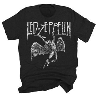 Led Zeppelin Angel Drawn Logo Distressed Swan Song unisex T shirt Tee Rock Roll_03