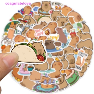 Coagulatelove ชุดสติกเกอร์ ลาย Capybara น่ารัก สําหรับติดตกแต่งแล็ปท็อป กีตาร์ สมุดภาพ วารสาร ของขวัญ 50 ชิ้น [ขายดี]