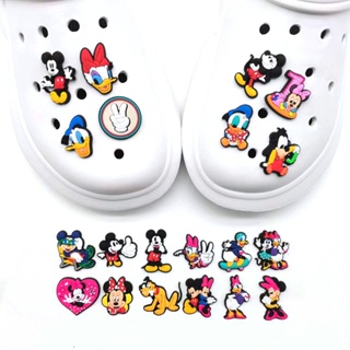 【Cute Mickey Series】รองเท้าแตะ PVC ลายการ์ตูนมิกกี้ มินนี่ กราฟฟิตี้น่ารัก ถอดออกได้ อุปกรณ์เสริม สําหรับตกแต่งสวน DIY