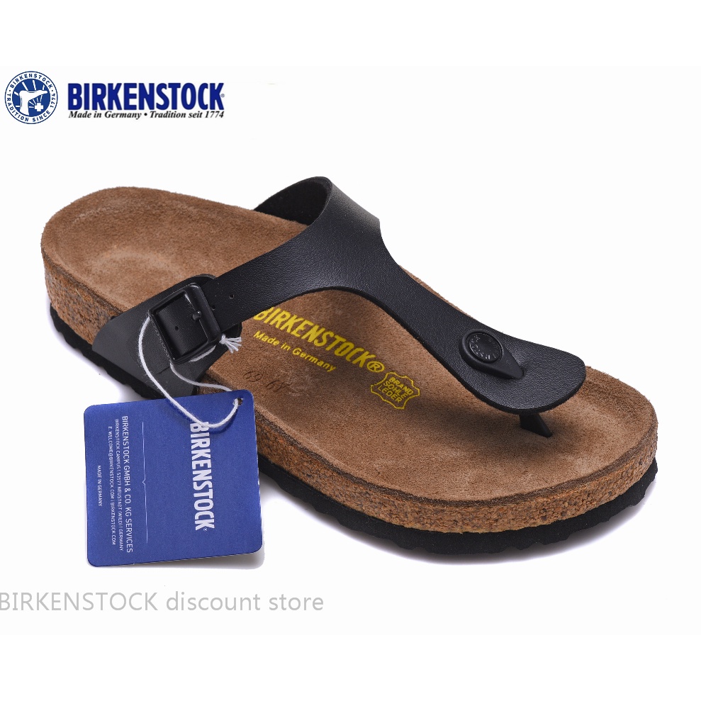 original-birkenstock-gizeh-mens-female-classic-cork-matte-black-leather-slippers-34-46