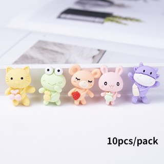10 ชิ้น / แพ็ค การ์ตูนสัตว์น้อยน่ารัก แมว กบ อุปกรณ์ Diy ครีมเจล โทรศัพท์มือถือ เปลือกเรซิ่น ด้านหลังแบน