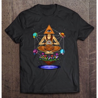 Psychedelic Illuminati Pyramid Buddha Zen Yoga Meditation Men Cotton Shirt Male T Shirt Manga Oversized T Shirt Uni_04