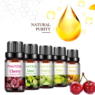 PHATOIL Cherry Mango Fruit Fragrance Oil 10ML Diffuser Aroma Oil Guava Pear Lime for Candle Making