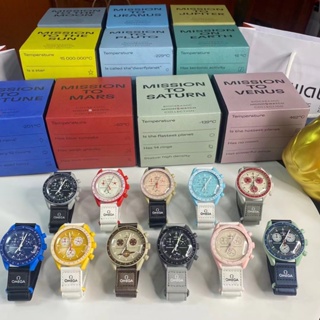 Swatch & OMG Co Branded Bioceramic นาฬิกาข้อมือควอตซ์แฟชั่น สายเซรามิค กันน้ํา สําหรับคู่รัก