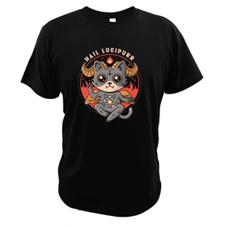 เสื้อยืด พิมพ์ลาย I Love Cats Satan Demon Lucifer สไตล์ฮาราจูกุ สําหรับผู้ชาย_01