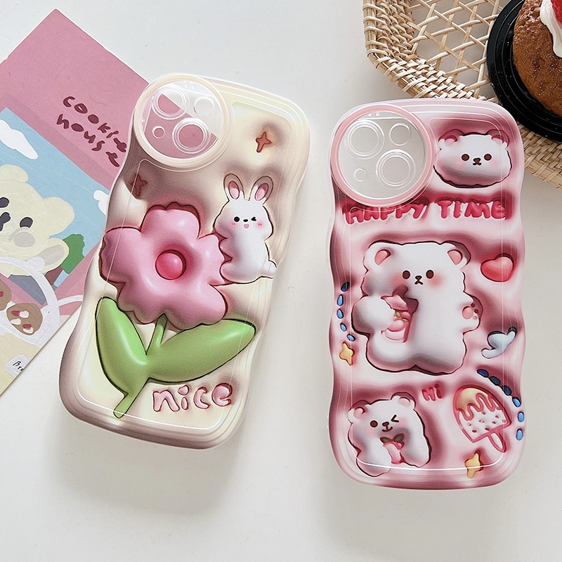 เคสโทรศัพท์มือถือแบบนิ่ม-tpu-ลายกระต่าย-หมี-ดอกไม้-3d-แฟชั่น-สําหรับ-oppo-a5s-a5-a7-a3s-a15-a15s-a35-a57-a71-a16-a31-a92-a55-a52-a74-a53-a54-a36-a59-a83-f7-f11-f9-pro-a93-a9-2020