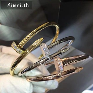 Aimei สร้อยข้อมือ เหล็กไทเทเนียม ชุบสีโรสโกลด์ 18k