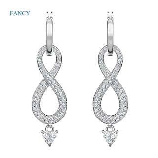 Fancy ใหม่ ต่างหูระย้า รูปหัวใจ ตัวเลข 8 ประดับเพทาย หรูหรา เครื่องประดับแฟชั่น สําหรับผู้หญิง งานแต่งงาน นิรันดร์