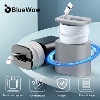 BlueWow 2 in 1 ซิลิโคนตัวป้องกันเครื่องชาร์จ 18w 20w สำหรับ i-Phone ข้อมูลสายชาร์จ Winder Anti Break Protection Storage เครื่องมือจัดระเบียบ
