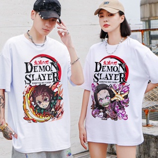 OLDSKUL® Demon Slayer white shirt unisex anime men women tshirt trendy tops oversized tee_03