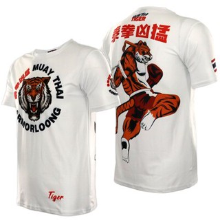 Muay Thai boxing for fighting fitness training teen kids Fight Short sleeve T-shirt MMA Sport tiger_01