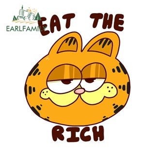 Earlfamily สติกเกอร์ ลายการ์ตูนกราฟฟิติ Garfield Head กันน้ํา สําหรับติดตกแต่งกระจกหน้ารถมอเตอร์ไซค์ 13 ซม. x 10.7 ซม.