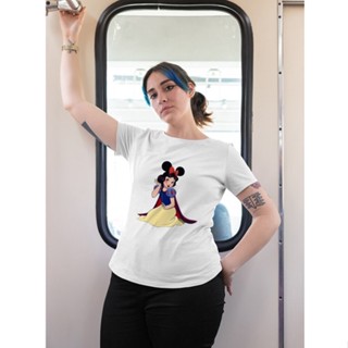 Princess Mickey Cute Fun T shirt Women Disney Snow White Printed Aesthetic Clothes Ulzzang Fashion E_01