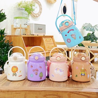 เครื่องดื่มคู่ potbelly ถ้วยสแตนเลสกระติกน้ําร้อนถ้วยฟางเด็กสุทธิที่มีชื่อเสียงนักเรียนชั้นประถมศึกษาความจุขนาดใหญ่กาต้มน้ํากีฬา