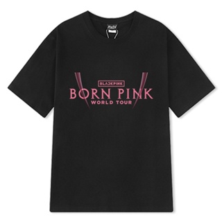  ใหม่เอี่ยมเสื้อยืดลําลอง ผ้าฝ้าย แขนสั้น คอกลม พิมพ์ลาย KPOP BLACKPINK BORN PINK World Tour สไตล์เกาหลี แฟชั่นฮาราจ