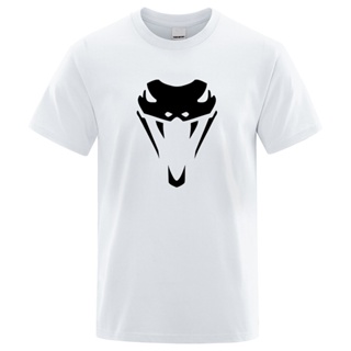 Snake Head Cobra Fangs T Shirts Men Fashion 100% Cotton Shirt Loose Summer Breathable T Shirts Fashion Crewneck Top_01