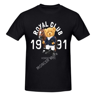 ROYAL CLIB 1991 Teddy Bear Horse Ride Outfit T shirt Harajuku Clothing T-shirt Cotton Sweatshirts Graphics Tshirt B_03