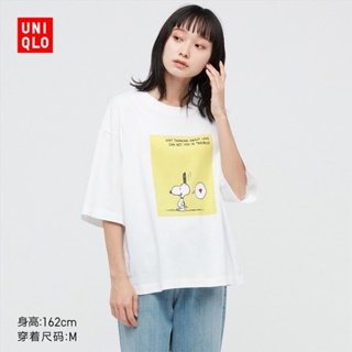 Uniqllo เสื้อยืดแขนสั้น พิมพ์ลายถั่วลิสง (UlT) สําหรับผู้หญิง (ซีรีส์สนูปปี้) 444570