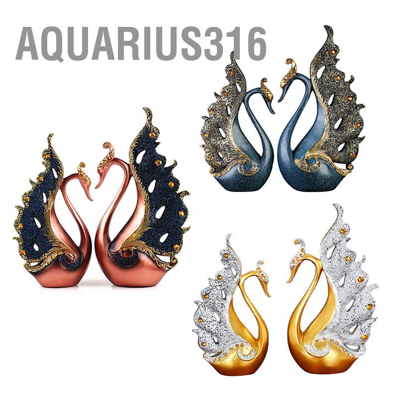 aquarius316-2-ชิ้นเครื่องประดับนกยูงเรซิ่นธรรมชาติเดสก์ท็อปประติมากรรมนกยูงสำหรับตู้ไวน์ตู้ทีวีบ้าน