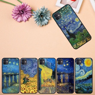 เคสโทรศัพท์มือถือแบบนิ่ม ลาย Van Gogh Starry Night A สีดํา สําหรับ iPhone 5 5s SE 6 6s 6Plus 6sPlus 7 8 7Plus 8Plus X XS XR XS Max