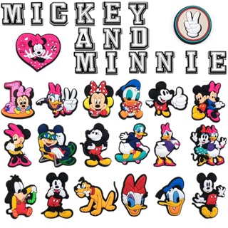 【Cute Mickey Series】รองเท้าแตะ PVC ลายการ์ตูนมิกกี้ มินนี่ กราฟฟิตี้น่ารัก ถอดออกได้ อุปกรณ์เสริม สําหรับตกแต่งสวน DIY