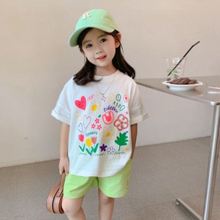 พร้อมส่ง ลดกระหน่ํา เสื้อยืดแขนสั้น ผ้าฝ้าย พิมพ์ลายการ์ตูน สไตล์เกาหลี ญี่ปุ่น ระบายอากาศ แบบแห้งเร็ว สําหรับเด็กผู้หญิง 2023